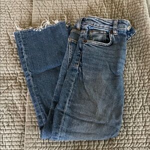 Zara Distressed Blue Straight Leg Jeans